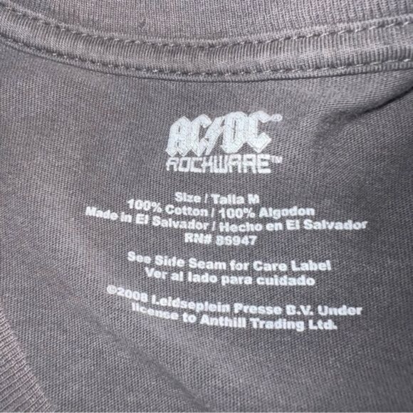 AC/DC Rockware Mens No Bull Concert T-Shirt Black Graphic Tee Size M - Picture 6 of 9